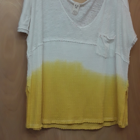 Free People White Yellow Ombre Knit W Neck Raw Dolman Top S - Picture 2 of 9